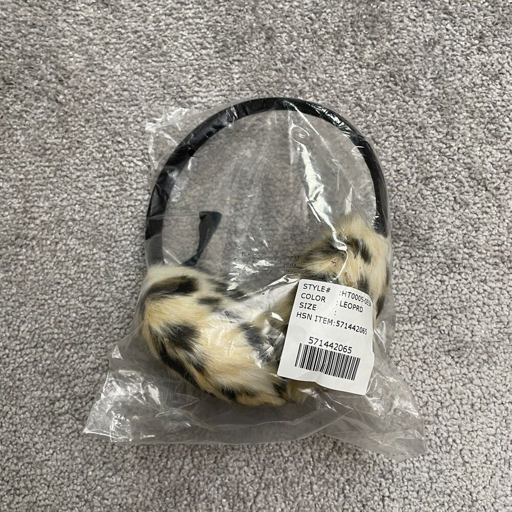 Curations Fluffy Fur Ear Muffs Womens One Size Brown Black Leopard NWT Winter